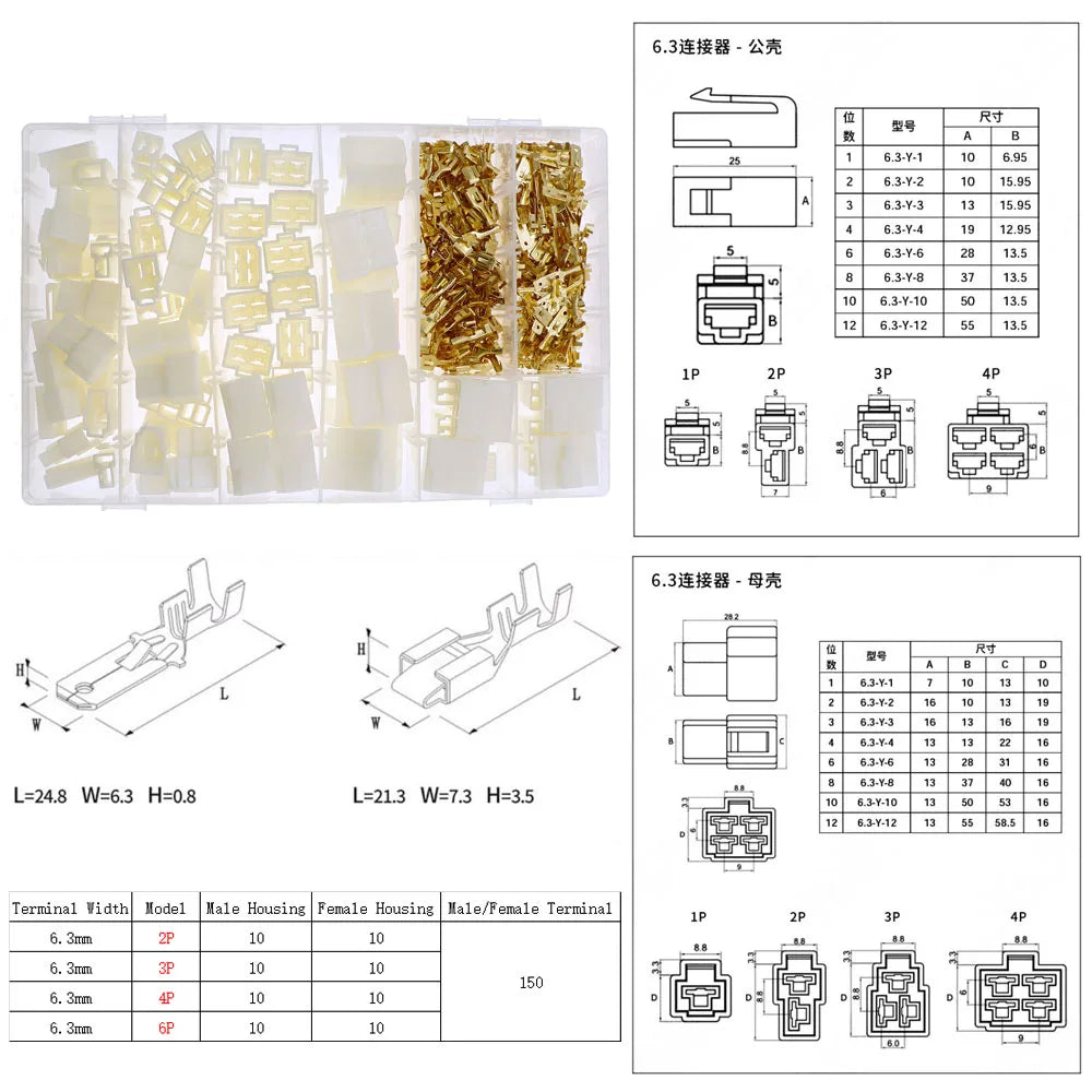 1.25mm PH2.0mm XH2.54mm MX3.0mm VH3.96mm Pitch Terminal Male Female Pin sm Dupont Connector Kit