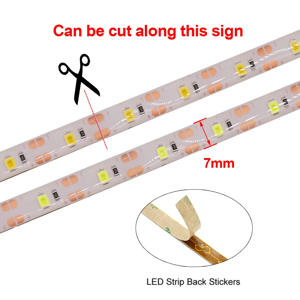 3AA Battery Power 5V Led Strip Light SMD 2835 60LED 1M 2M 3M 4M 5M 50cm Flexible LED Light Stripe Waterproof Ribbon Diode Tape