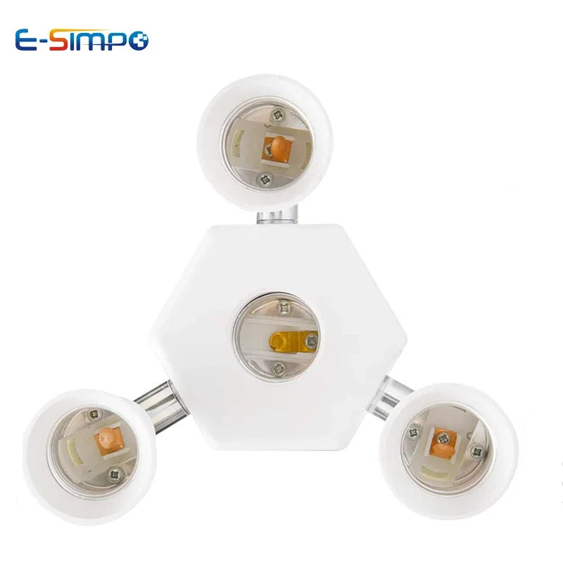 1pc E26 E27 to 4E27 7E27 Adjustable Rotatable Screw Led Lamp CFL Bulb Base Holder Light Socket Adapter Converter Splitter