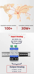 AC DC Current Transmitter Sensor AC 0-5A Input 4-20mA 0-10V Output DC 24V 220V Power Supply  Voltage Transducer