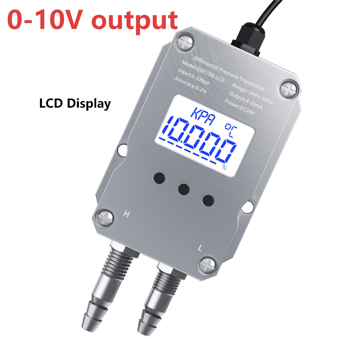 0-3Kpa to RS485 Micro Differential Pressure Transducer 0-50Kpa to 4-20mA 0-10V RS485 Wind Air Pressure Transmitter Sensor
