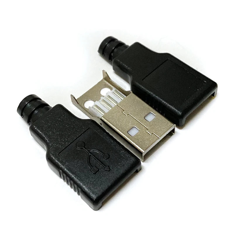 5/10PCS USB 2.0 Type A Male & Female Connector 4Pin Plug Socket with Black White Plastic Cover Soldering Type for DIY