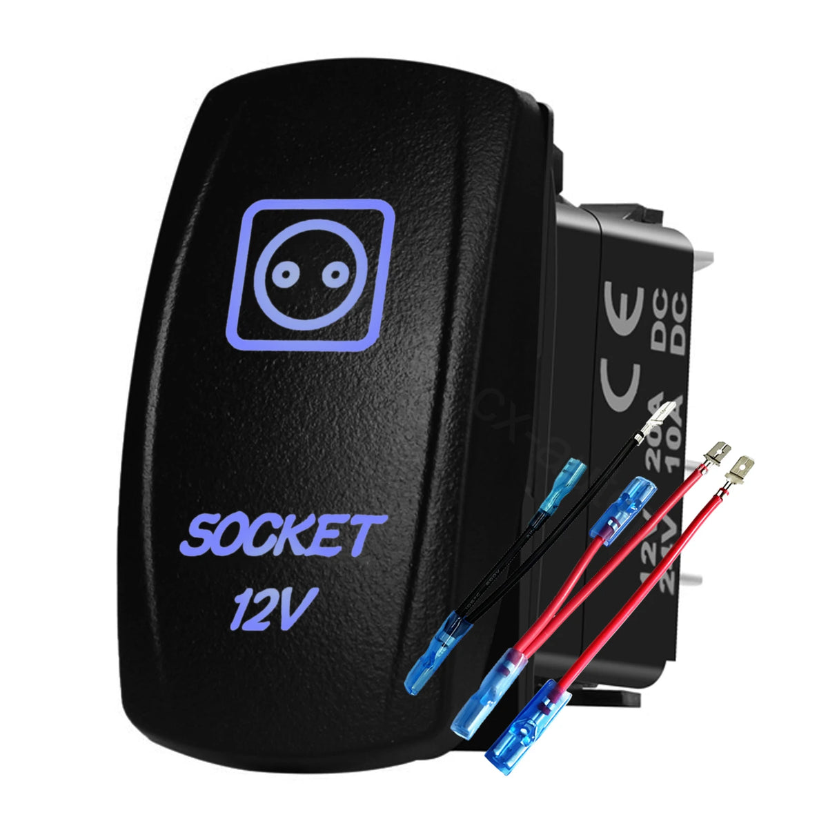 12V 24V Boat Trim Tabs Switch (ON)-OFF-(ON) Momentary Rocker Switch Waterproof Blue Light ON-OFF Toggle Switch With Harness