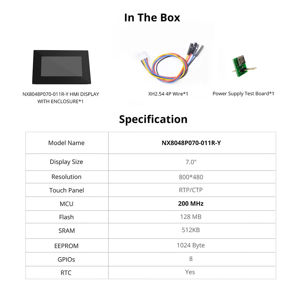 NEXTION 7.0'' Intelligent Resistive/Capacitive LCD Touch Display NX8048P070-011C/R-Y Multifunction HMI Module With Enclosure
