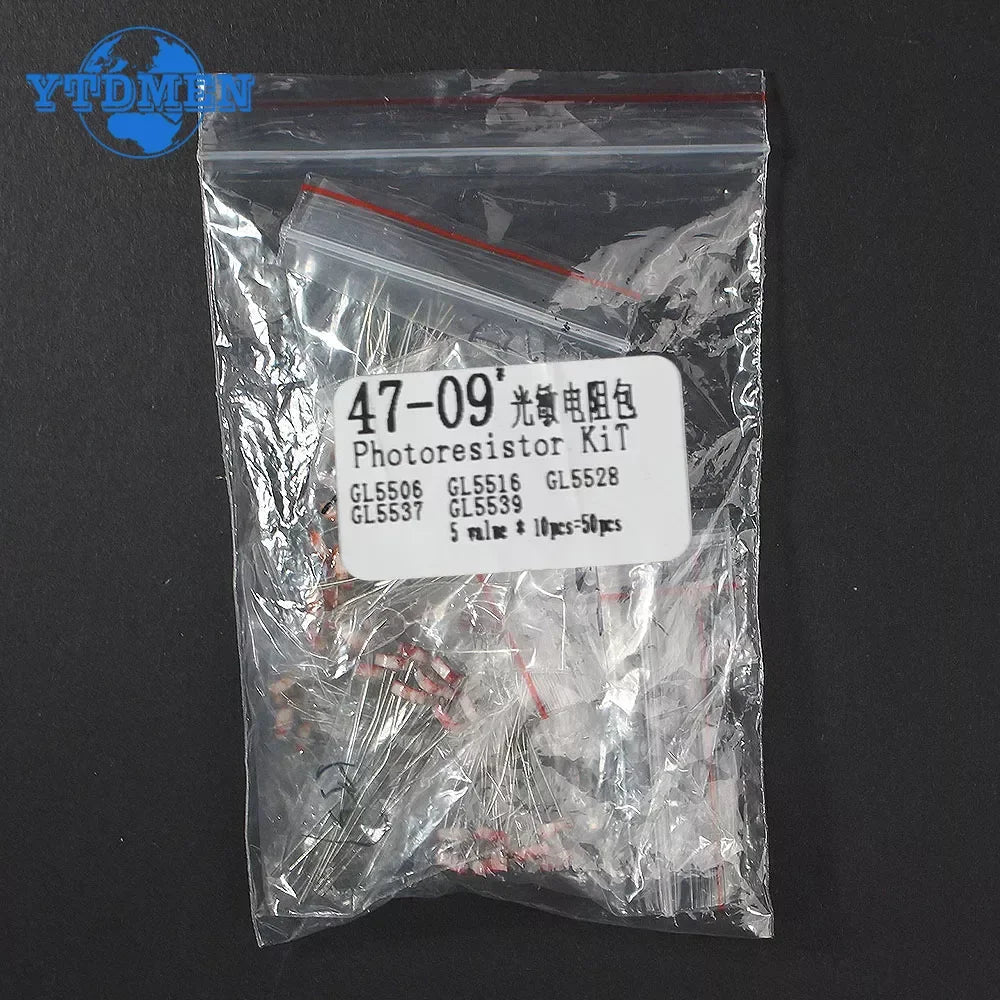 50PCS Photo Light Sensitive Resistor GL5506 GL5516 GL5528 GL5537 GL5539 Photoresistor Kit Photoconductive Resistance