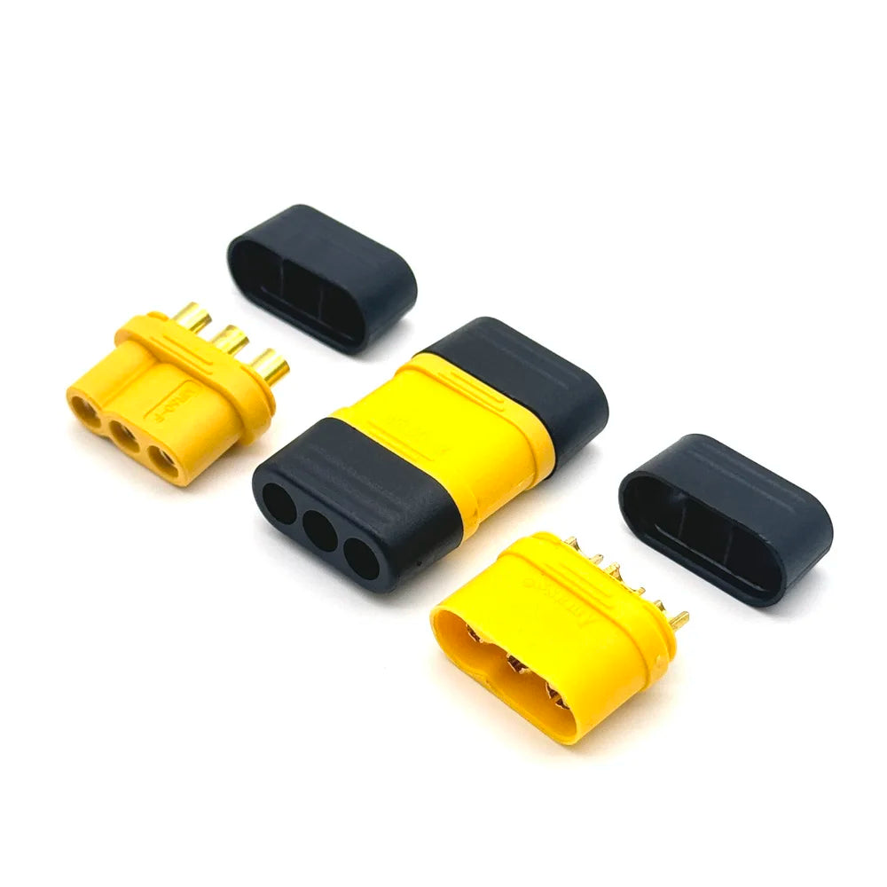 MR60 MR 60 Fireproof Female Male Three-core Connector With Sheath 3.5mm Brass Gold Plated For Lipo ESC RC Model