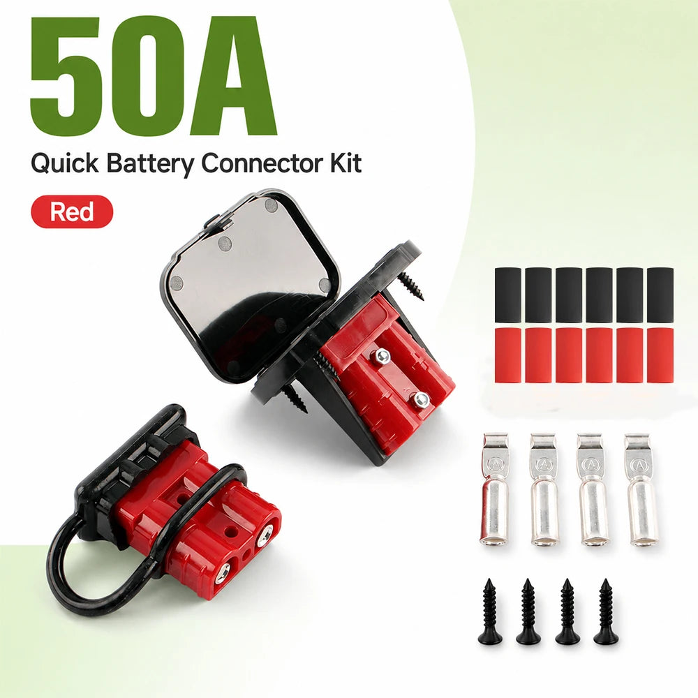 50A 2/4PCS Battery Quick Connect Disconnect Connector Plug with Panel Mount & Waterproof Dust Cove for RV Truck Winch