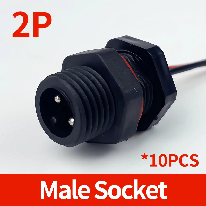 10PCS M12 IP65 Waterproof Aviation Connector Pre-wired Male Female Cable Plug 2P 3P 4P 5Pin Panel Mount Electrical Socket