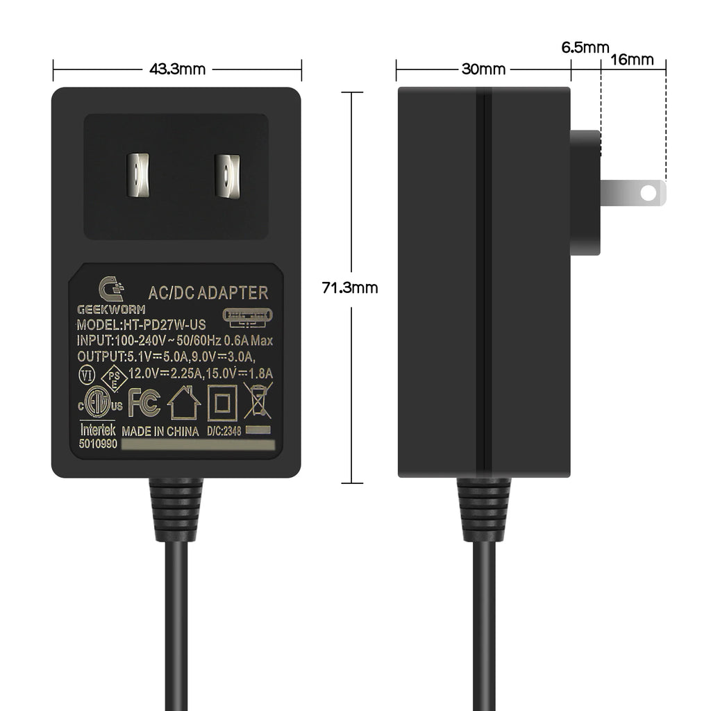 Raspberry Pi 5 Power Adapter, PD 27W USB Type-C 5V 5A Power Supply