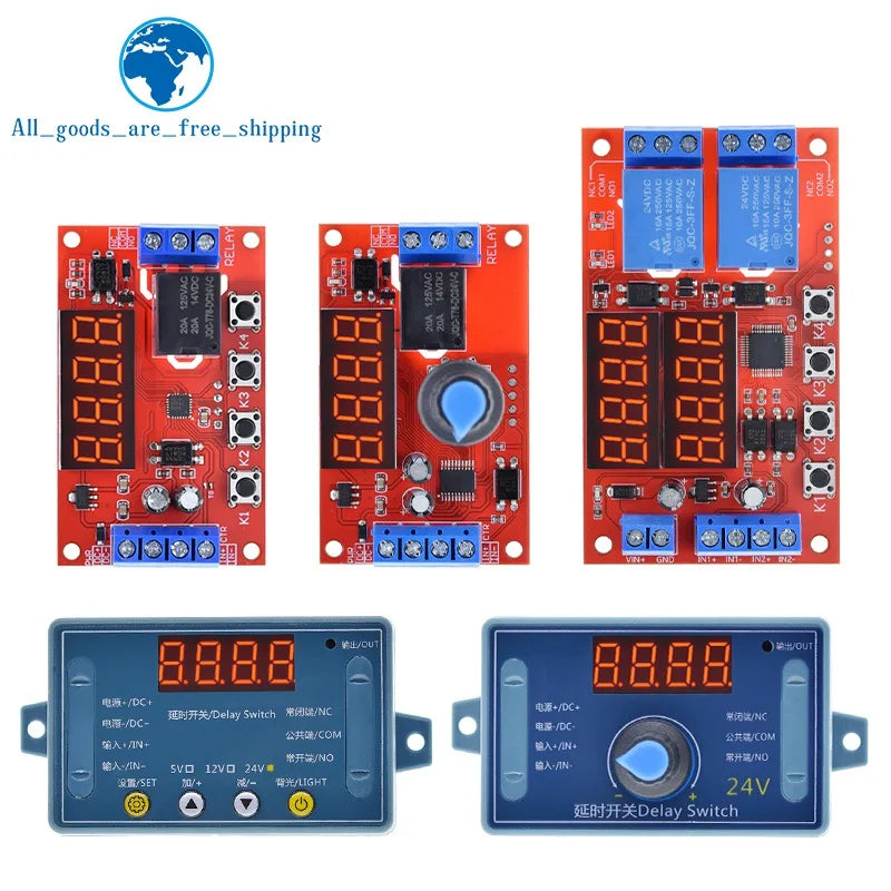DC 5V 12V 24V 10A Adjustable Time Delay Relay Module 32 Modes LED Digital Timming Trigger Timer Control Switch Pulse Cycle