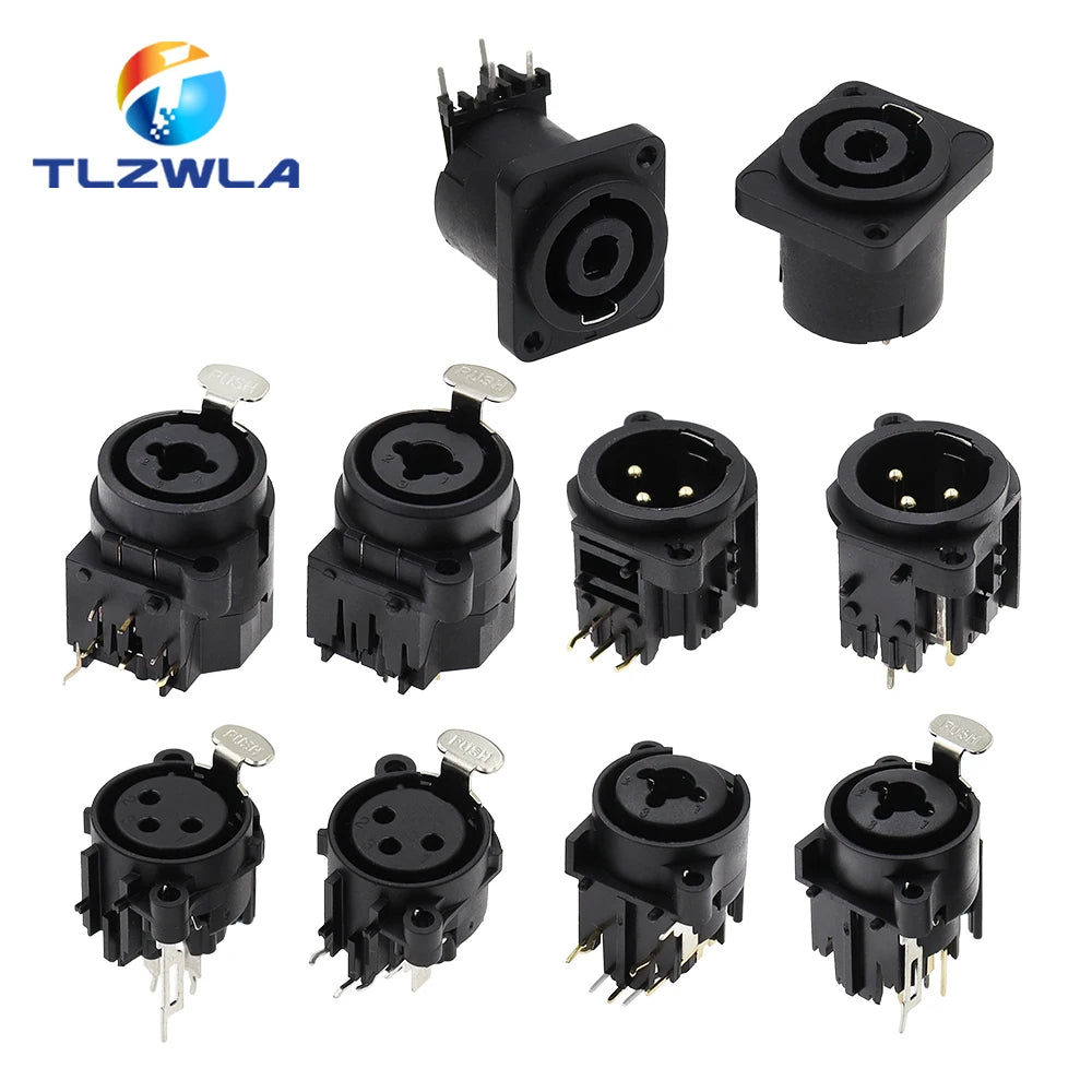 1PCS 3pin XLR Female Socket Connector Panel Mount Mixer Microphone Audio Speakers Plug Adapter