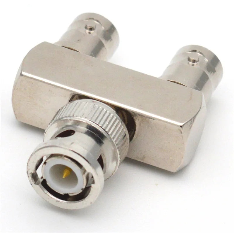1PC BNC Male to Dual BNC Female Adapter Y Splitter 50 Ohm RF Connector Coaxial High Quanlity Brass Nickel Plated