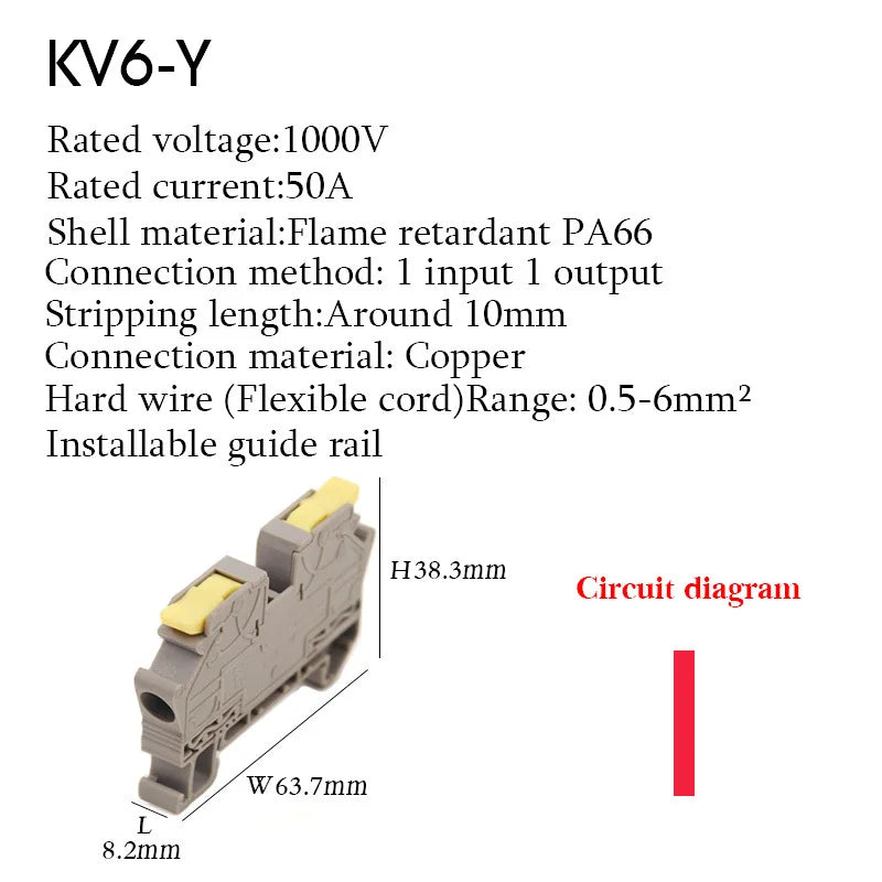 KV2.5 Direct Insertion Quick Terminal Block Rail Type Wire Connector Instead Of UK/ST/PT/SAK Docking For Parallel Connection