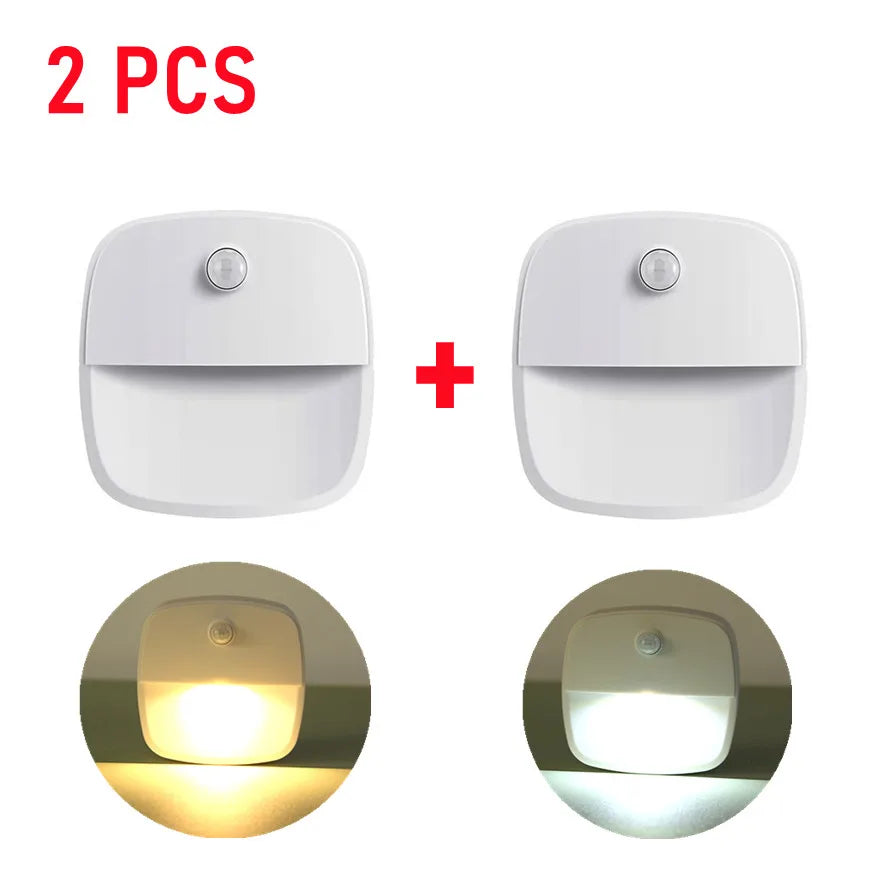 ZQQBYY LED Night Light Motion Sensor Wireless Lights AAA Battery Powered Bedroom Wall Staircase Closet Aisle Body Induction Lamp