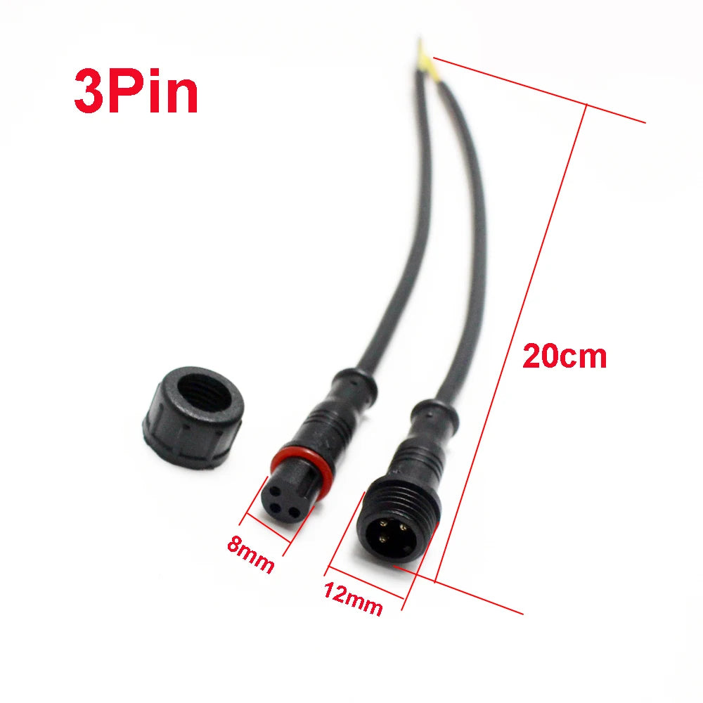 1Pair M12  2 3 4 5 Pin Waterproof IP65 Cable Wire Plug for LED Strips Male and Female Jack 20cm Lengh Connector Small Size Head
