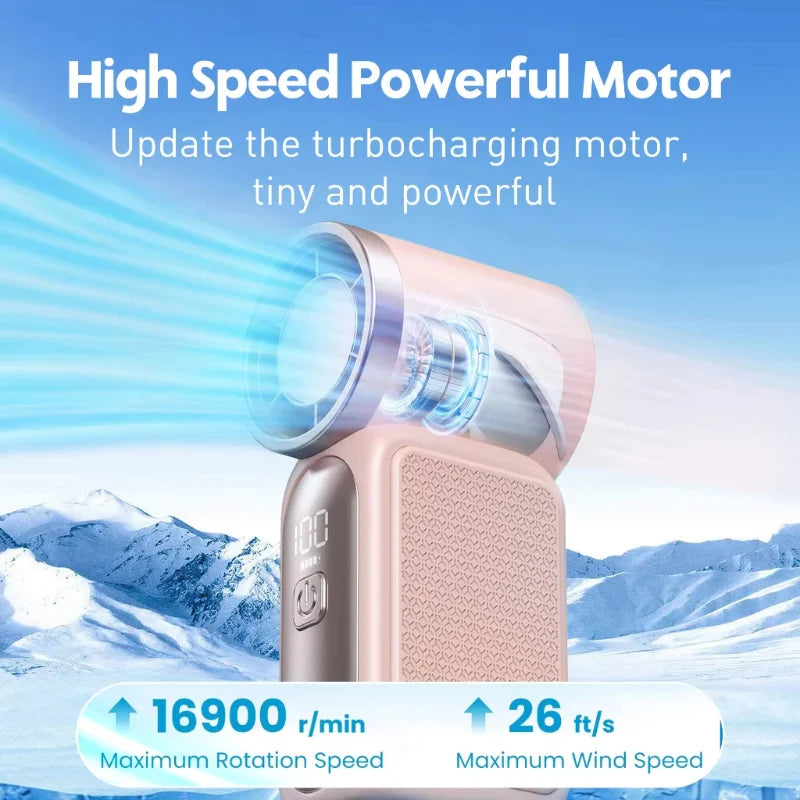 2026 Mini Portable Handheld Fan with Digital Display Speeds Adjustable USB Rechargeable Pocket Cooling Fan for Outdoor Travel