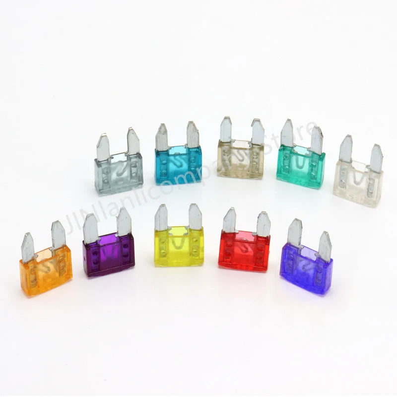 100/50pcs Car Truck Micro Blade Fuses 2A 3A 5A 7.5A 10A 15A 20A 25A 30A 35A AMP Mini Size Fuse Plastic Box Assortment with Clip
