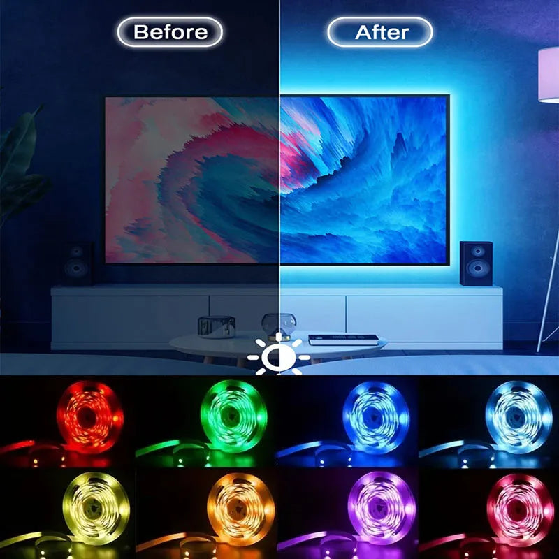 Tuya WiFi LED Strip Lights Smart Life USB 5050 RGB Lamp Tape TV PC Backlight Room Light Flexible Diode Work With Alexa Google