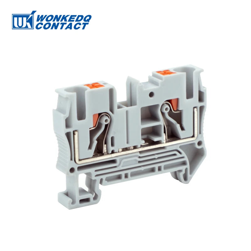10Pcs PT6 Push-in Terminal Block Din Rail 6mm² Screwless Spring Feed-Through Connector Wire Electrical Strip Plug PT-6 PT 6