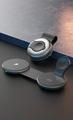 AUFU 3 in 1 Wireless Charging Station Fast Magnetic Foldable Travel Charger Station for iPhone 16 15 14 Pro Apple Watch Airpods
