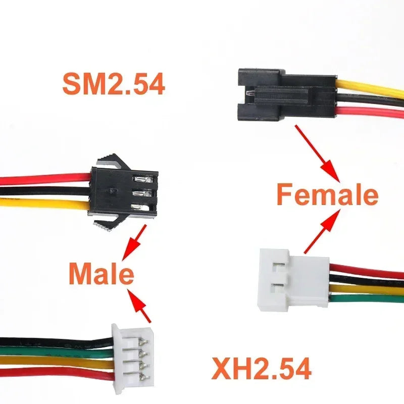 10pcs 20cm JST1.25 PH2.0 XH SM2.54 2P3P 4P 5P 6P Male Female Plug Butt-joint Aerial Docking Crimp Terminal Wire Cable Connector