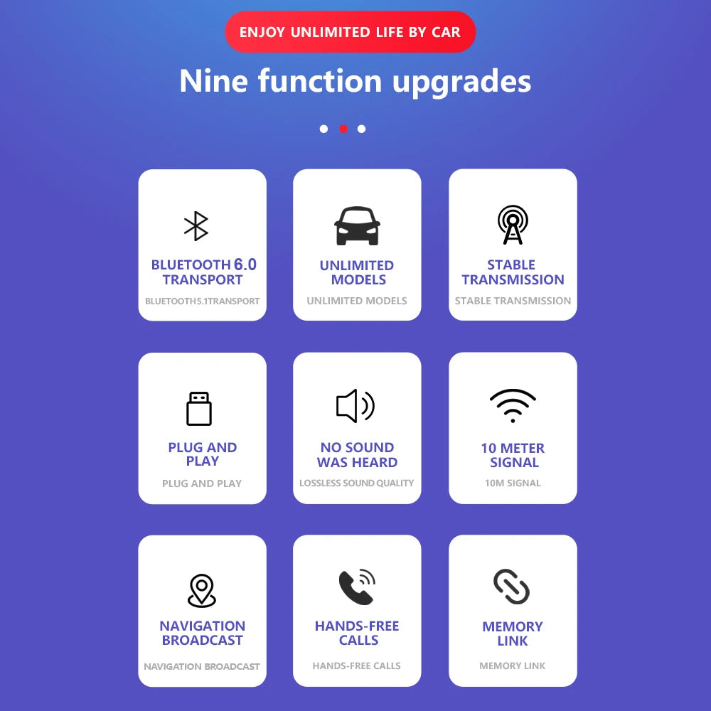 T50 Car Bluetooth 6.0 10M Transmitter Receiver Handsfree Call Mini USB Power Car Kit Auto Wireless Audio for Car Music Fm Radio