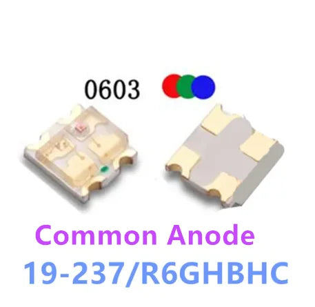 0603 RGB SMD LED, Common Anode/Cathode, 19-237/R6GHBHC 19-237B/R6GHBHC Full Color Lamp Beads 1.6*1.5MM