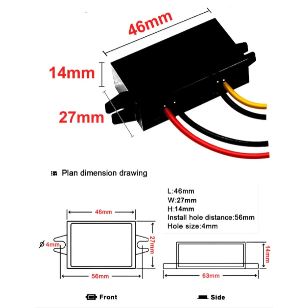 Waterproof 12V 24V to 5V 3A Converter DC-DC Step Down Module Power Adapter USB-A Female/Type C/dual USB/open Wire Connector