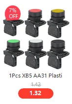 1Pcs Button Switch Self Reset Small Mushroom Head Emergency Stop 22mm Knob Key Start Inching Power on XB2-BG21 XB2-BA31 XB2-BS54