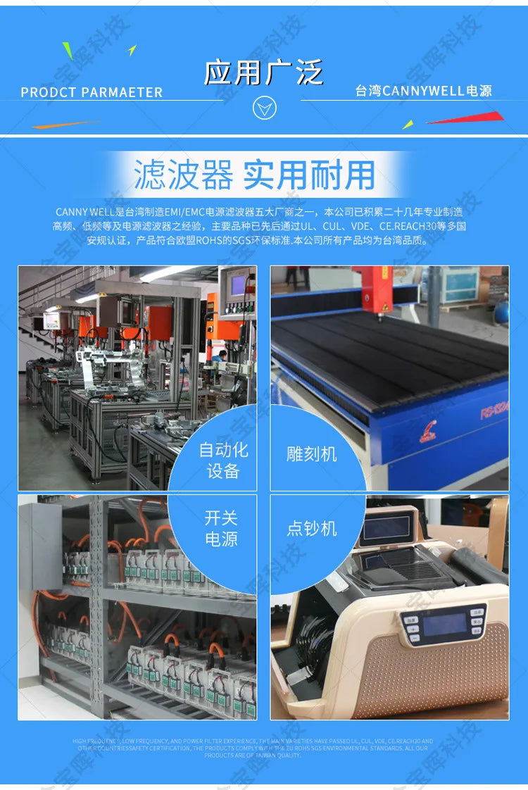 CW12C 10A 20A 30A EMI Filter 3-Phase 4-Wire AC 380V Power Noise Suppression for CNC Industrial Equipment