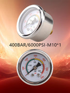 HPA M10*1 400BAR 6000PSI Air Pressure Gauge Stainless Steel Case Brass Thread Gas Manometer For Compressed Soda CO2 Air/Nitrogen