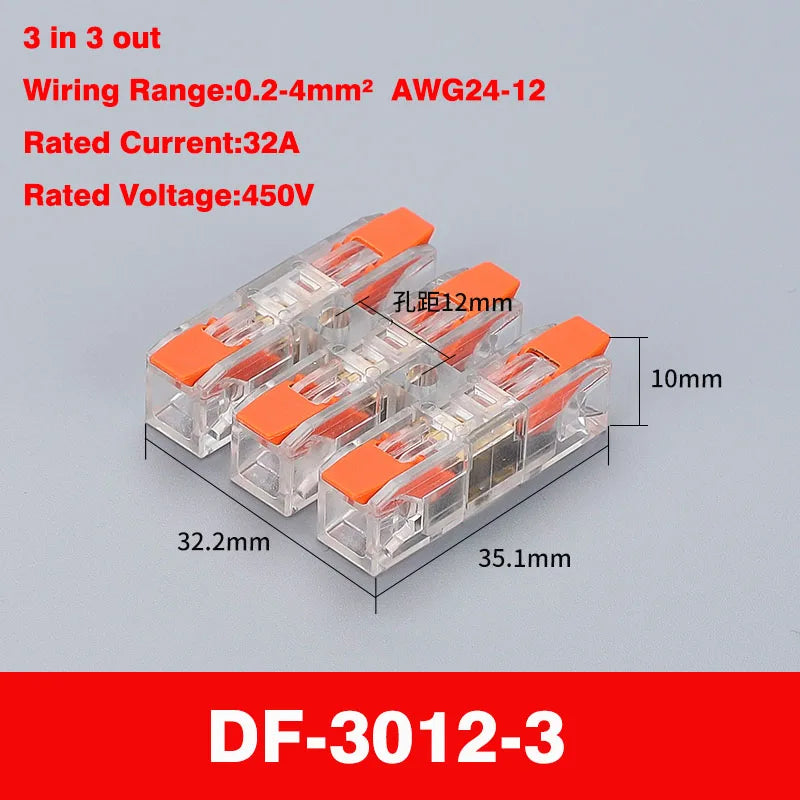 Wiring Terminal Quick Press Type Electrical Docking 2-12 Pin Screw Fixing Compact Wire Connector Push-in Type Terminal Block