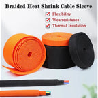 1~50m Braided Cable Sleeve Diameter 4~30mm PET Heat Shrink Tube Insulation Flam Retardant Shrinkable Wire Wrap Sheath Organizer