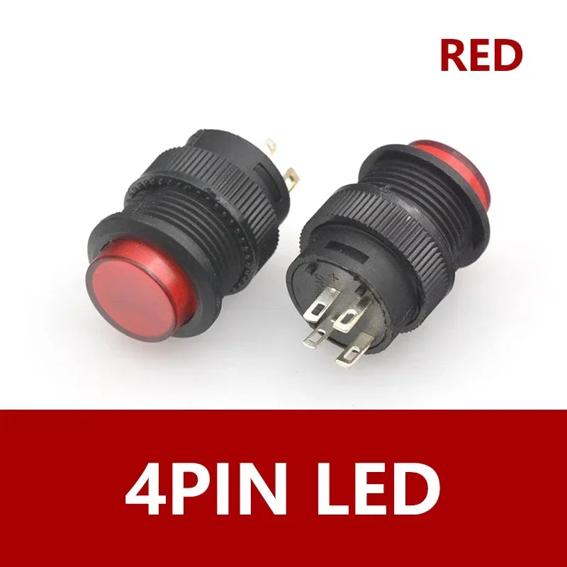 5/20/100PCS Self-lockin 16MM Latching/Momentary Push Button Switch with 5Color LED Lighting 4Pin R16-503/AD R16-503/BD
