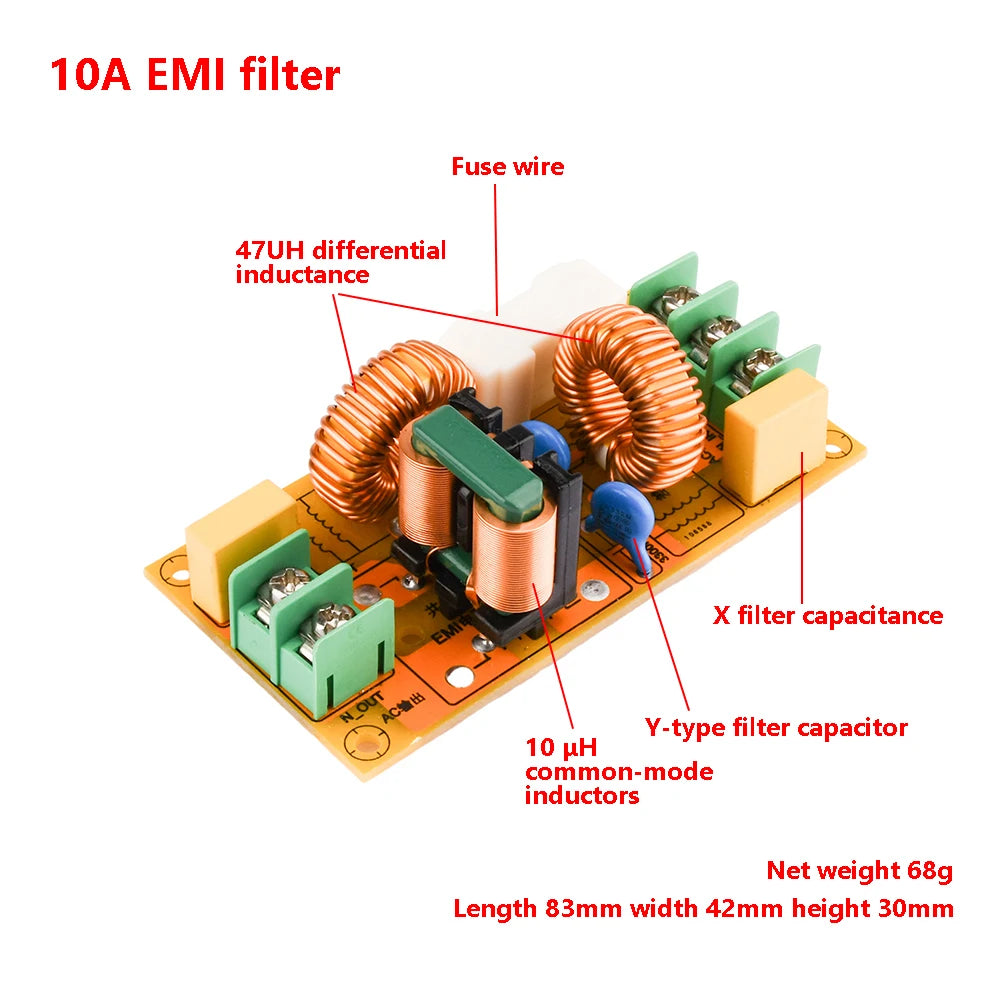 Power Supply Filter EMI High Frequency Filter EMI Power Filter AC110-220V 2A 4A 10A 20A Filtering Board