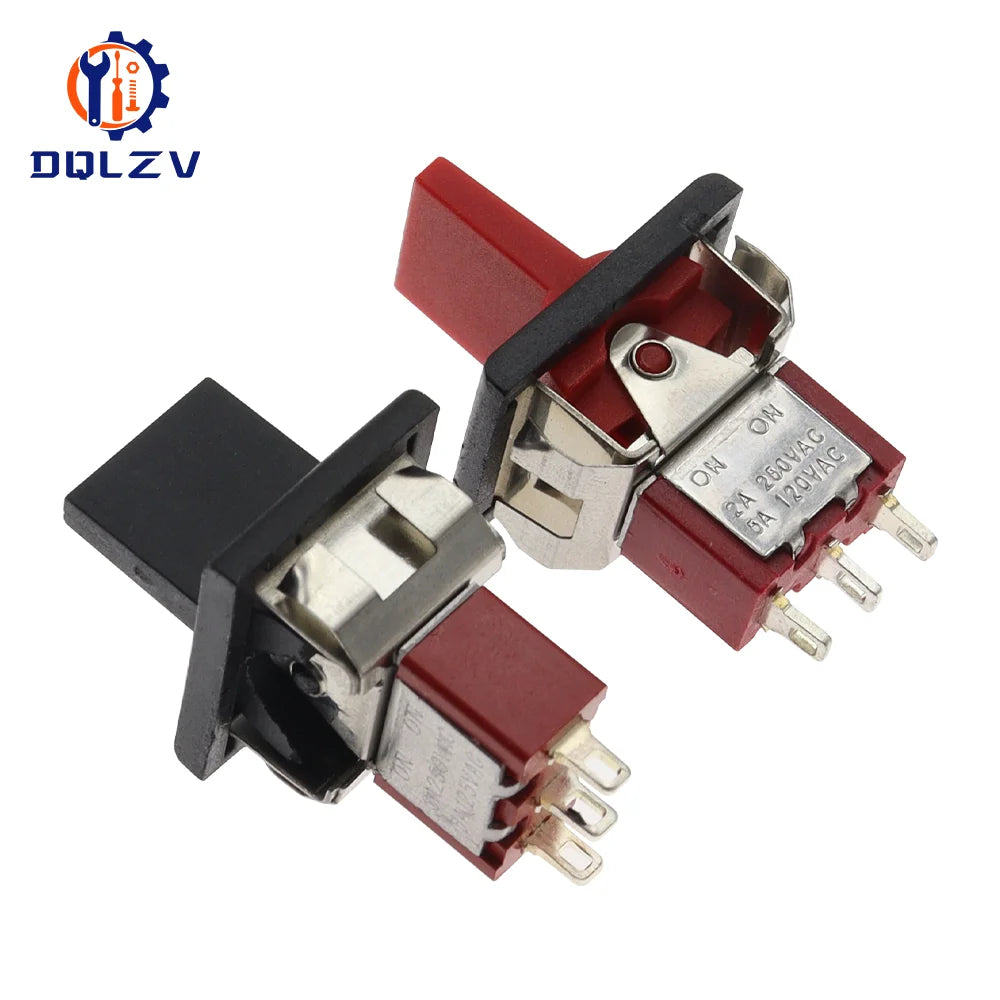 SPDT DPDT Reset Latching Toggle Switch RLS-102 5A 125V 3A 250 AC Mini 3 6PIN ON-ON ON-OFF-ON Rocker Switch Lights Motors