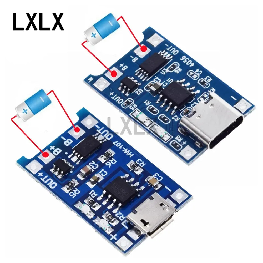 10Pcs TP4056 5V1A TYPE-C Micro USB MINI 18650 Li-ion Battery Charging Board Charging Module with Protection Dual Function
