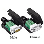 1/3/5PCS DB9 RS232 Connector D-SUB 9 Pin Male Female Plug RS485 Breakout Terminals 21-24 AWG Wire Solderless Connectors