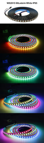 DC12V WS2815 DC5V WS2812B 5050 RGBIC LED Strip WS2812 30/60/74/96/144Leds/Pixels/m Individually Addressable Light IP30/65/67