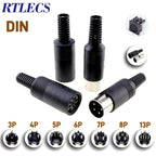 2/5 PCS 3P 4P 5P 6P 7P 8P 13Pin Din Male/Female Plug Soecket Jack With Plastic Handle Keyboard Cable Connector Adaper PS2 DIY