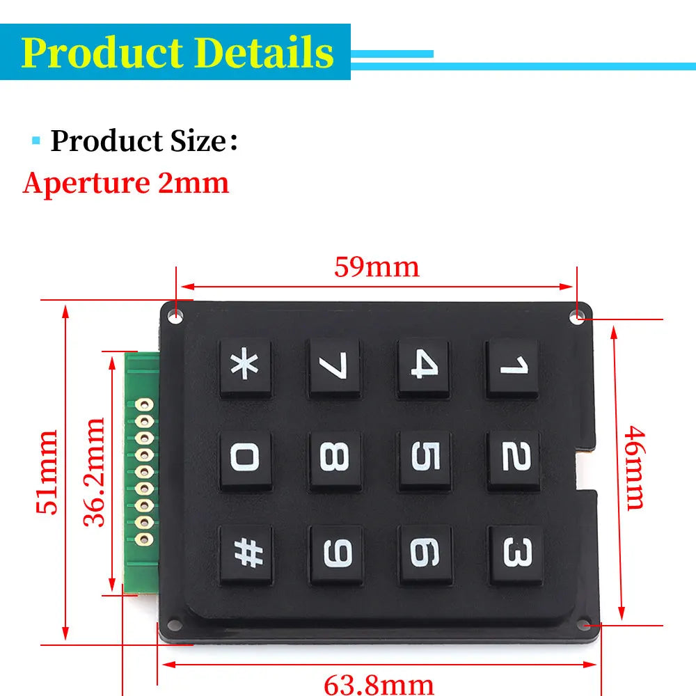 3*4 4*4 Matrix Switch Keyboard Keypad Array Module ABS Plastic Keys 4x4 3x4 12 16 Key Button Membrane Switch DIY Kit forArduino