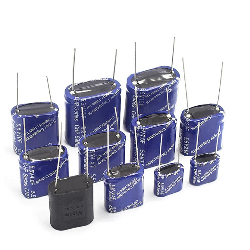 1PCS 5.5V Super Capacitor 0.5F 1.0F 1.5F 2F 2.5F 3.5F 4F 5F 7.5F 10F 15F 20F 25F 50F 60F Farad Combination Type Supercapacitor