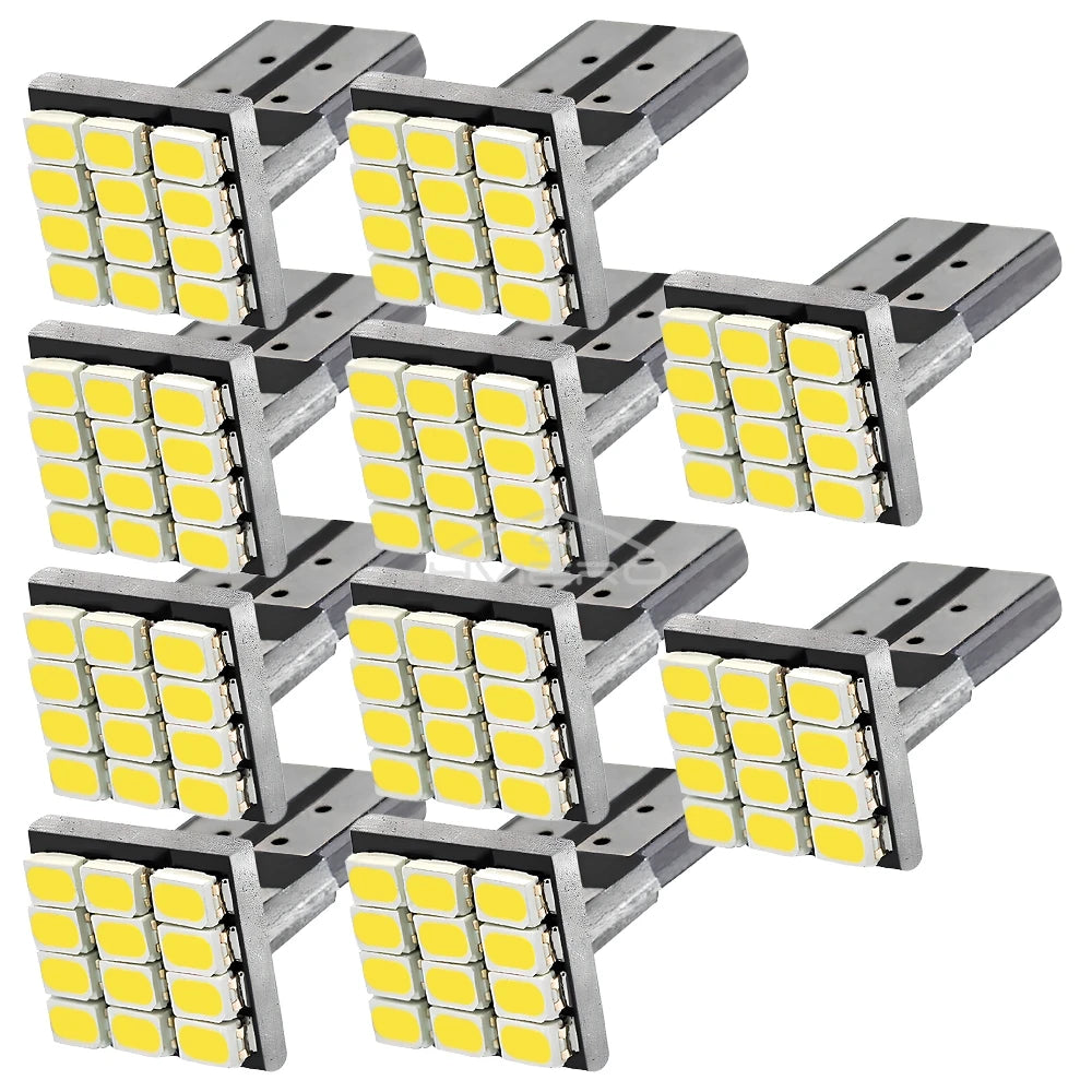 10PCS T10 W5W 12SMD 1206 Car Wedge White LED DC 12V Canbus No Error Decoder External Lights License Plate Lamp Corner Backup Led