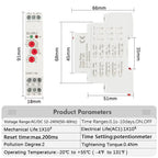 EARU 1Pcs 16A Multifunction Type 0.1 Second -10 Days Timer Relay With 10 Function Choices AC DC 12V-240V Time Relay Din Rail