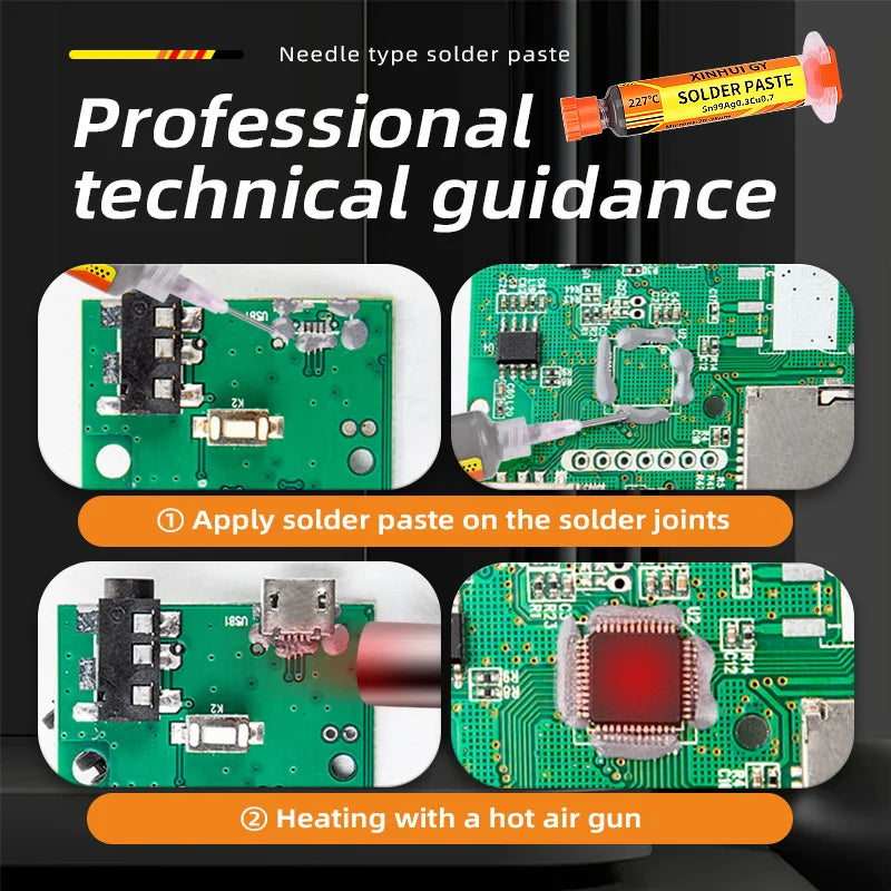 227℃ High Temperature Lead-Free Solder Paste Syringe Type For SMT IC BGA QFN Chip Repair Rework Soldering