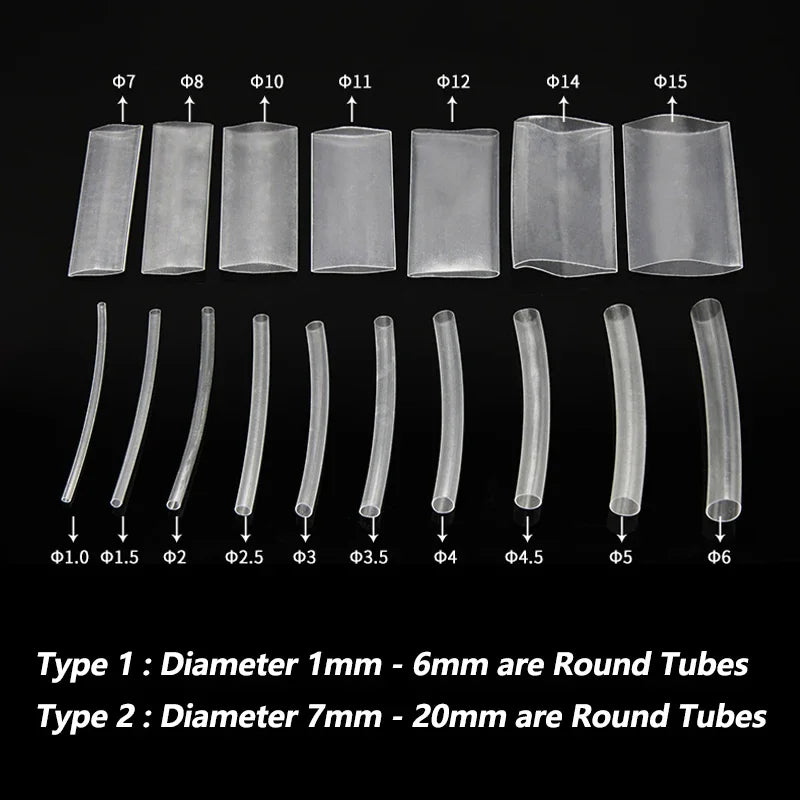 3-10M Super Thin Clear Heat Shrink Tube 2:1 1-20mm Flexible Transparent Earphone Sleeve Wire Wrap Sheath Insulation Protector