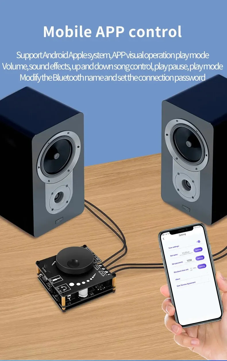 Power Amplifier Board Stereo Digital Amplifier 50WX2 - Mini Speaker Power Board Module Bluetooth 5.0 Hi-Fi Amp 50W+50W