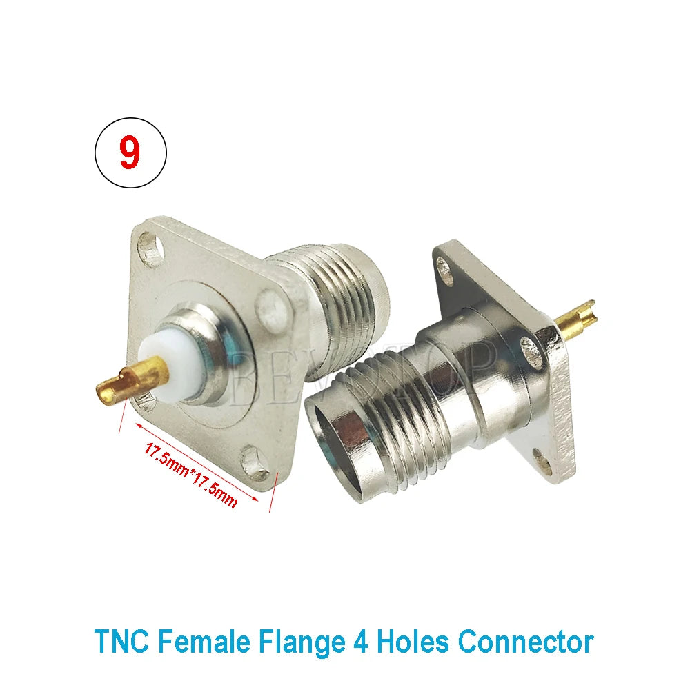 1PCS L16 N/Q9 BNC/TNC/UHF Flange Connector Male Plug/Female Jack 4-Holes Flange Panel Chassis Mount Coaxial Solder Nickel Plated