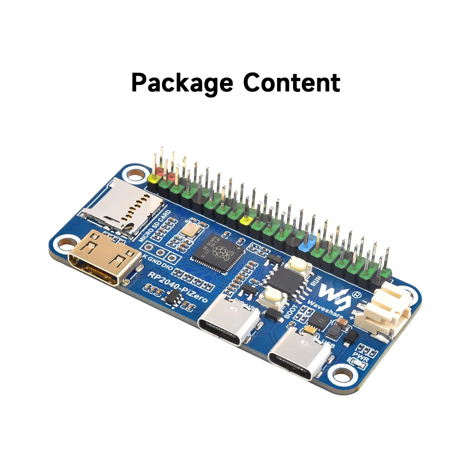 Raspberry Pi PICO RP2040-PiZero Development Board, Based On The Raspberry Pi RP2040 Dual-core Processor, 264KB SRAM Waveshare