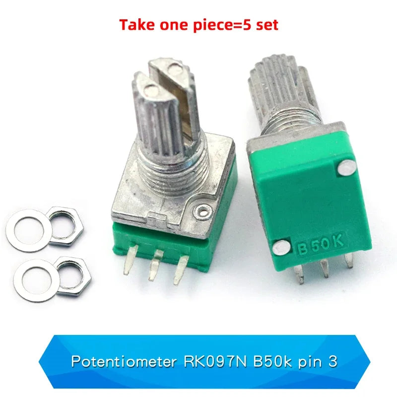 5PCS RK097NS G Single Double Potentiometer B5K/10K/20K/50K/100K Power Discharge Bit Speaker Audio
